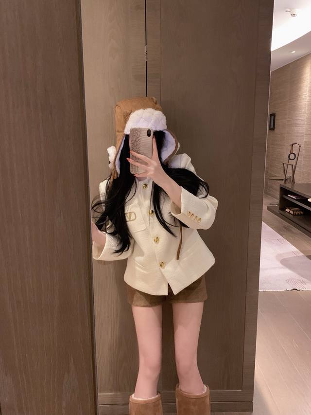 Valentin*专Gui同款金线刺绣字母夹棉里布呢料外套～～Sml