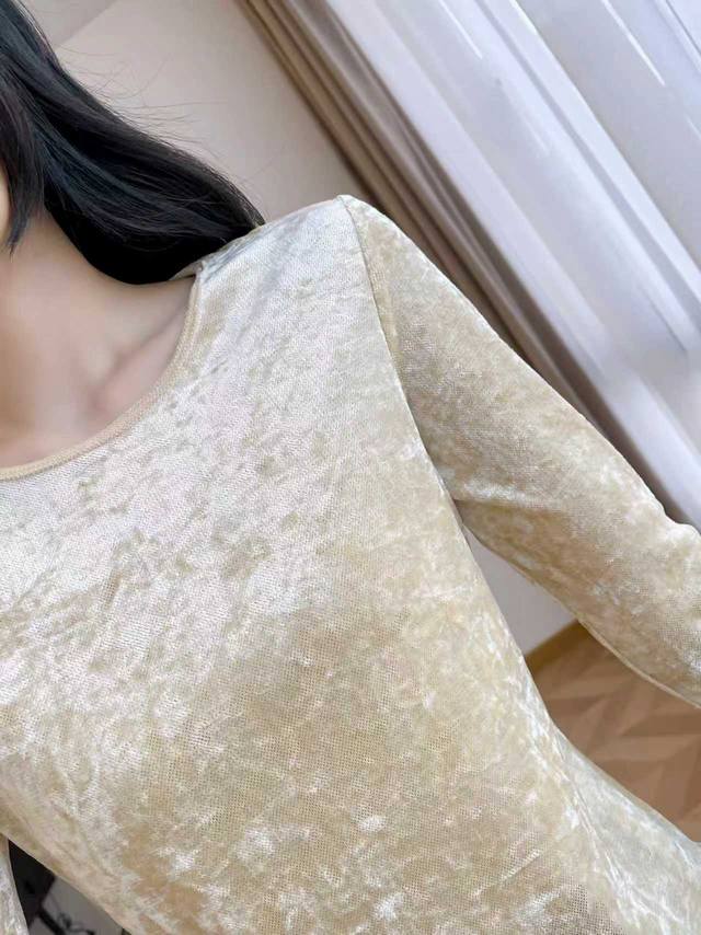 上衣 半裙 2025秋冬新款 猫眼绒打底上衣+蛋白皮植绒烧花松紧腰半裙 S-Xxl