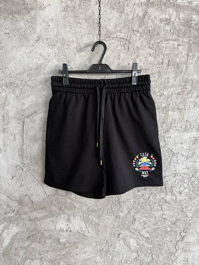 Casablanca 2025Ss网球刺绣短裤 定做480克纯棉面料 进口机高密度刺绣 开模纯铜扣子 Os版型 Size：S M L Xl 现货秒发