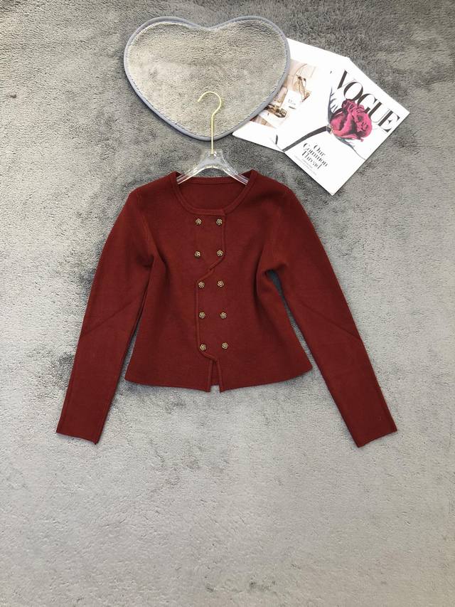 小香风双排扣开衫毛衣 Smlp