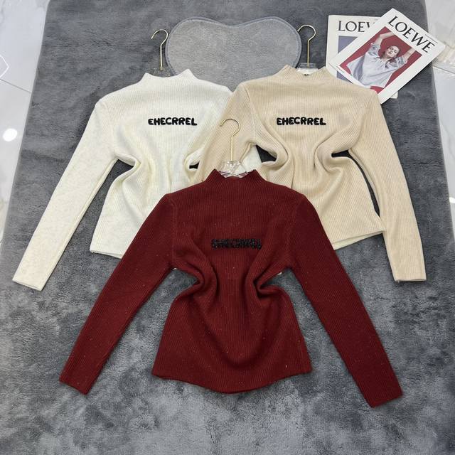 新款秋冬半高领字母打底毛衣