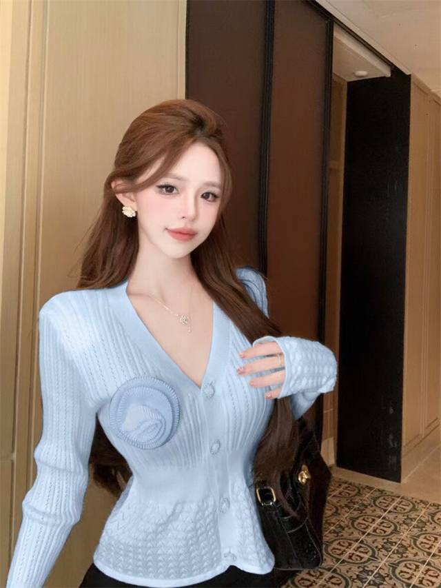 小香风花朵开衫毛衣 Smlp