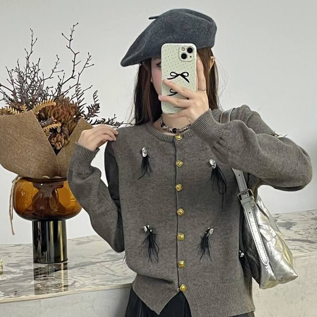 珠片钉手工钉珠毛衣开衫 Smlp