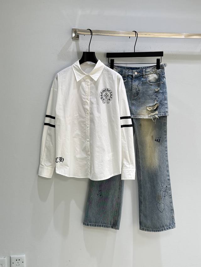 25Ss早秋新款上新！趣味圆珠笔渍涂鸦点缀于富有层次感的假两件裙裤，结合带有破洞效果的做脏做旧工艺，反叛时尚又耐脏。 裤裙重工做旧手绘 现货供应 蓝色Smlxl