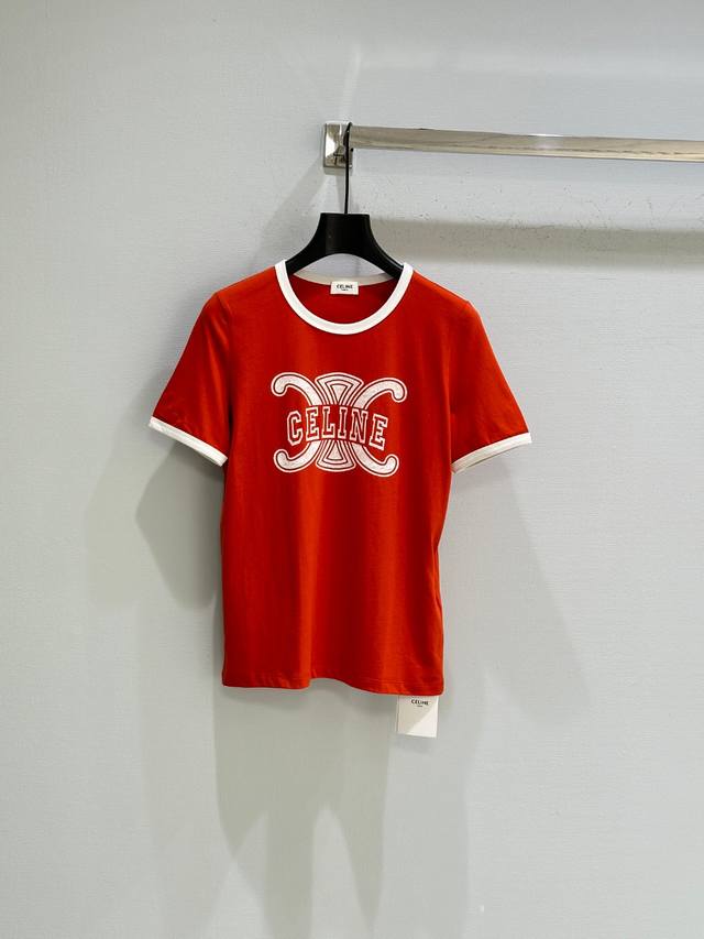 25Ss秋季新款上新！Ce基础简约的纯色T恤，小版T恤上身效果显瘦，层次感满满又显气质～现货供应 红色 白色Sml