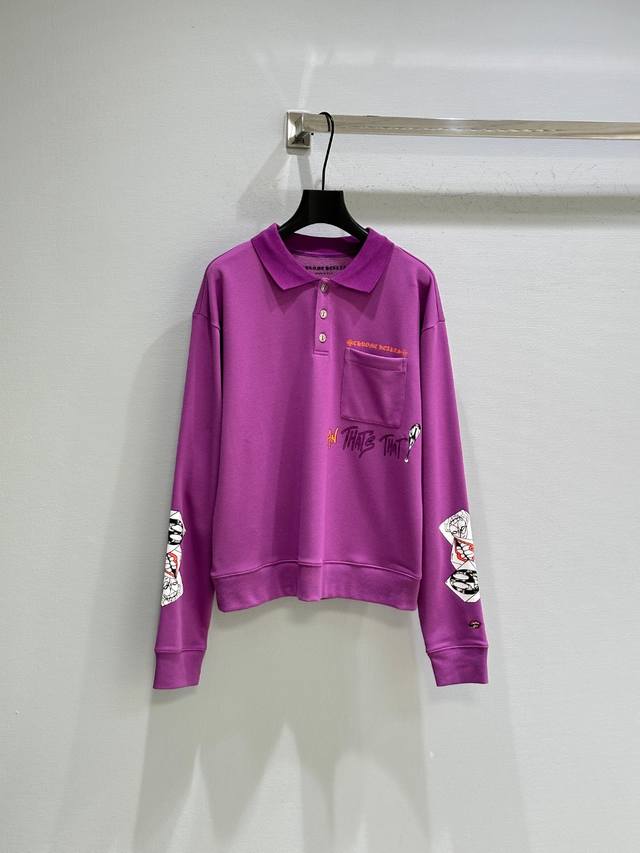 25Ss秋新款上新！克罗心翻领长袖胸胸前Logo印花在上口袋装饰彰显独特品味，纽扣区别市场款刻印品牌Logo，后背简约字母印花图案，低调又不失个性，为整体造型增