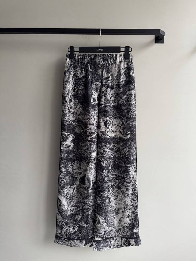 Dio* 新款真丝裤，印花图案ＳＭＬ.