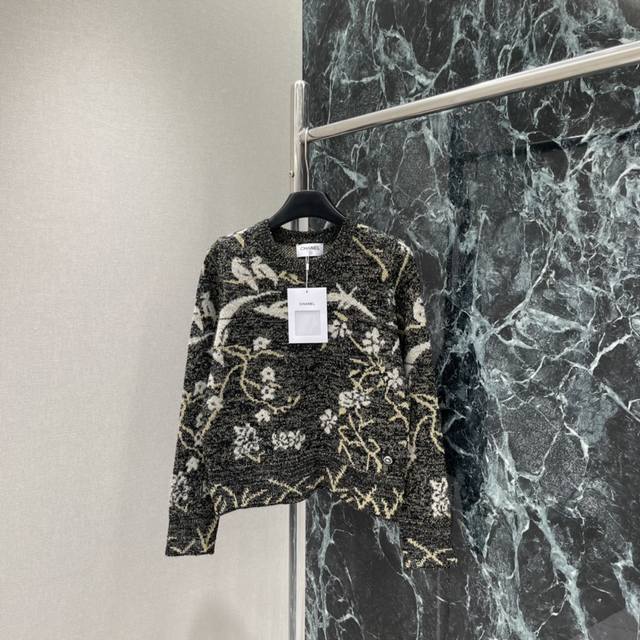 小香 25秋冬新款 花鸟图案针织开衫米白花鸟提花，法式复古感满满一个色Sml