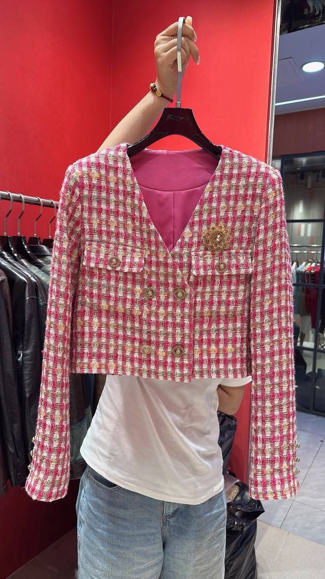 Chane*-网红小姐姐必备款 高端定制金丝纱线混纺编织面料 版型超正 码数 36 38 40