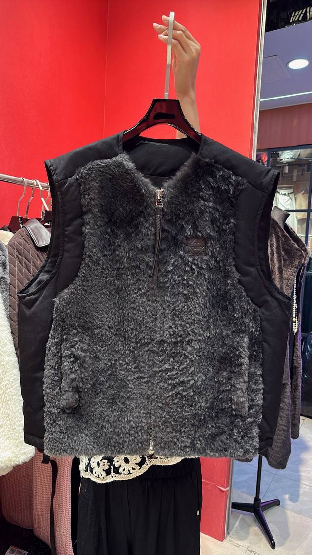 Mpaxmpar*皮毛一体拼接棉麻鹅绒马甲 码数S Mp Lp Xl