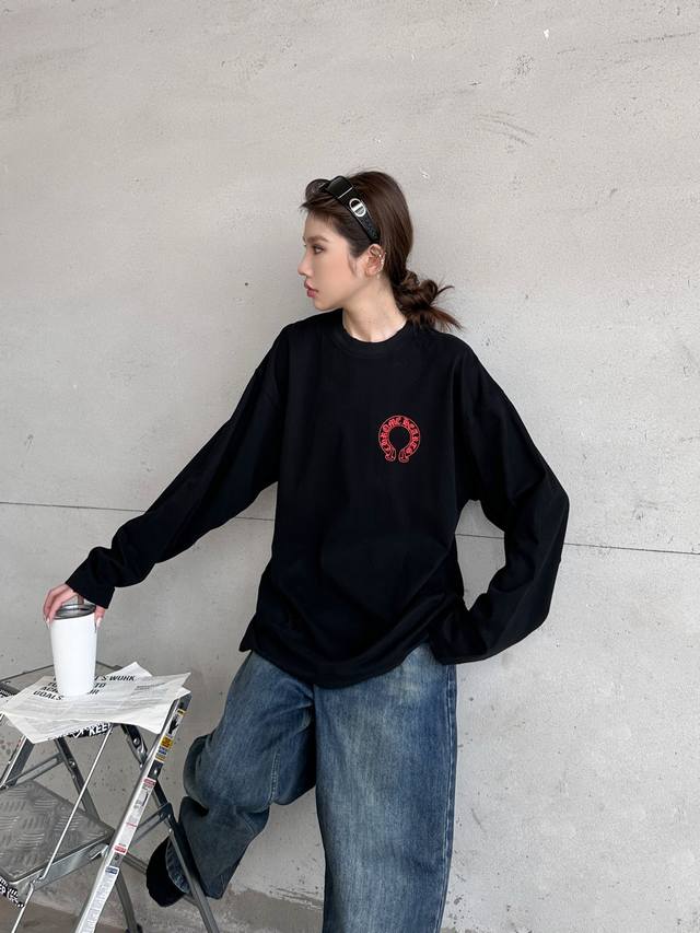 克罗心 ｜ 新款长袖T，成衣洗水吊磨工艺加多处印花，男女同款，尺码Sml