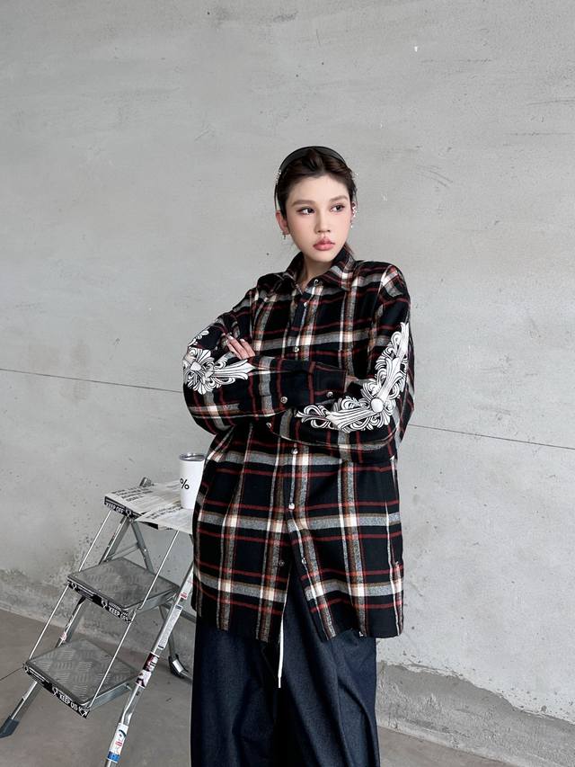 克罗心 ｜ 新款棉衬衣，成衣洗水印花工艺，休闲时尚全棉格子面料，男女同款，尺码Sml