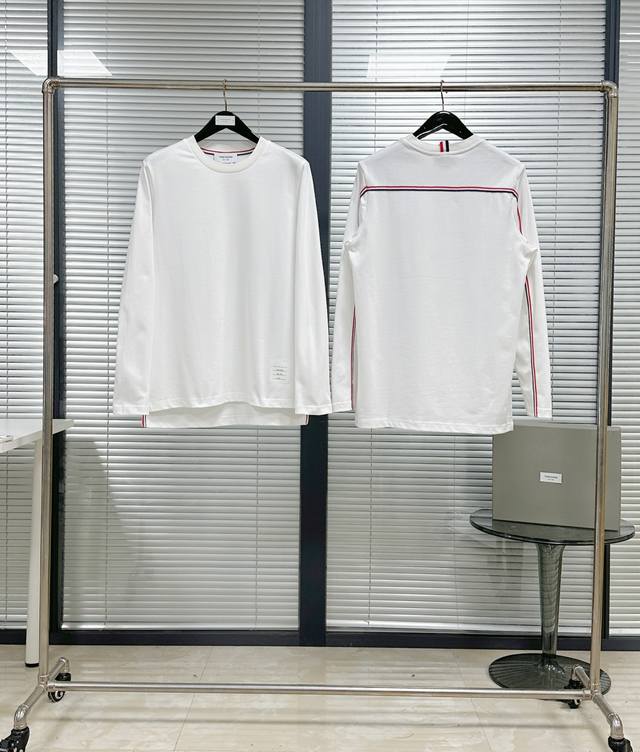 Tee Tb后背织带长袖T恤 经典系列 后背高定织带，不染色掉色！！ 320G高克重纯棉面料 挺括版型 妥妥的高端货 Size：1 2 3 4