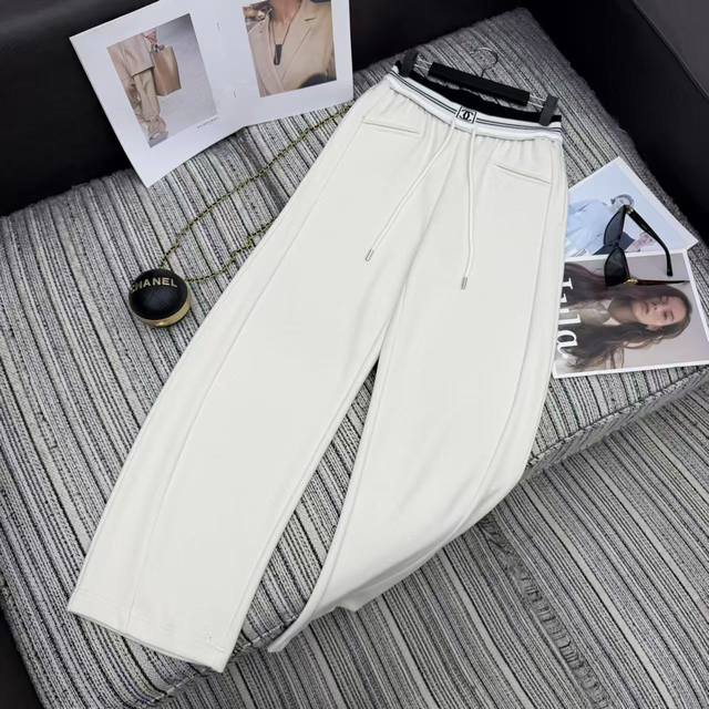 强烈推荐 25年早秋系列 Cha*新款弯刀松紧腰休闲裤 两色Sml