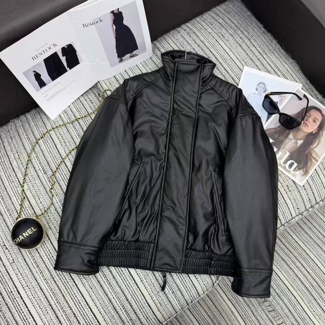 强烈推荐 25年早秋冬系列 Acn*新款pu皮立领棉服外套 充棉设计 Smlxl