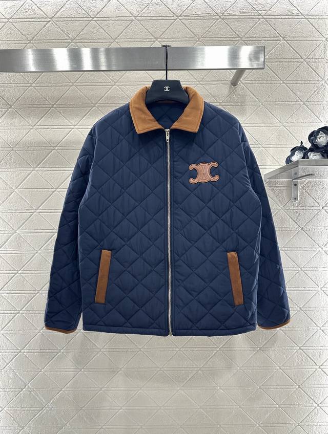 Celin* 25As新品上架 灯芯绒领棉服外套 定制Yb防风防水尼龙材质，衔棉填充内里，整件轻盈保暖，灯芯绒领碰撞，口袋袖口包边呼应，翻领拉链开襟外套，通体菱