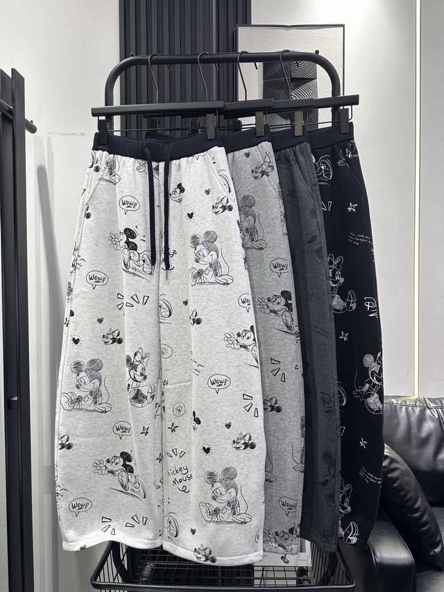 米奇卡通满印加绒休闲卫裤 超赞 超好看 洋气十足下摆可调节两穿 厚实保暖时尚百搭 四色 Smlxl