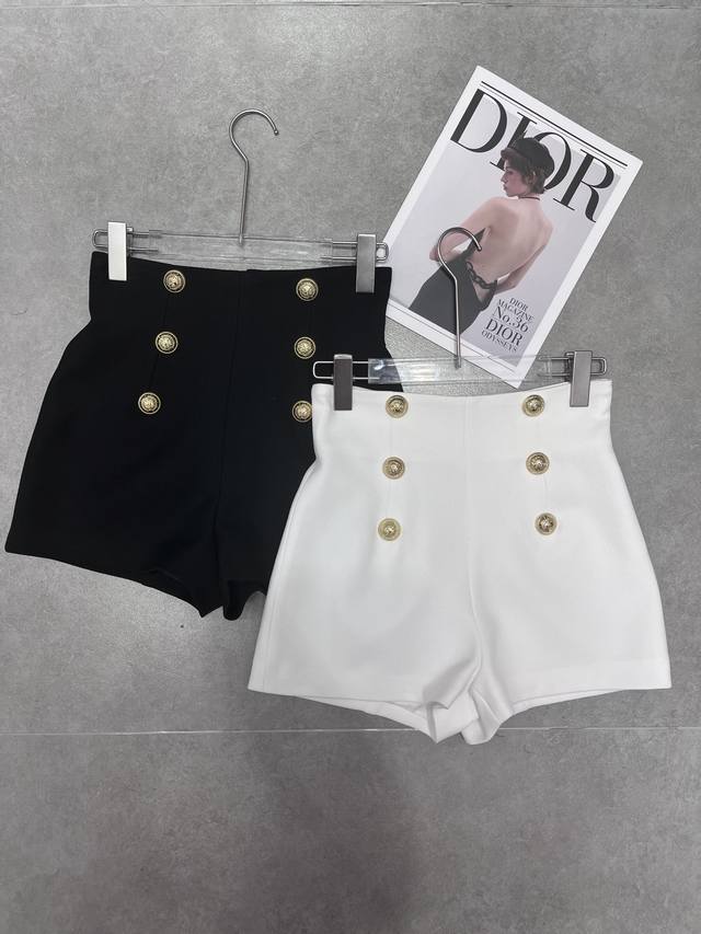 2025新款 B家金扣高腰短裤 版型显瘦 超级百搭 3色 Size: S- L