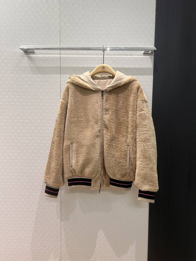 新款Lp泰迪毛毛两面穿 连帽外套 罗纹袖口下摆收腰 宽松休闲 减龄百搭 Sml