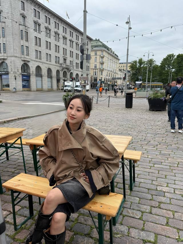 Acne Studi*S 25Fw早秋新款 老钱复古风短款夹克风衣外套丨独家Yb开发！高版出品！最近爆火的“巴恩风”代表单品之一！原版定制定染工装面料！很有秋天