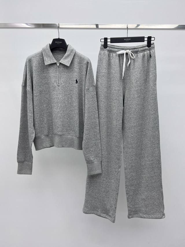 Ralph Laure*小马刺绣运动套装 这款运动外套是polo对经典运动衫的雅致演绎 选用柔软的棉质面料制成 饰以标志性小马刺绣彰显标志性风格 可搭配同款卫裤