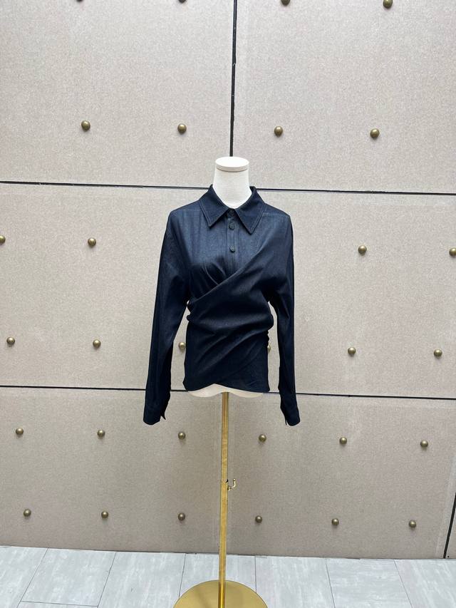 Mugle 交叉系扣牛仔上衣！棉 两色