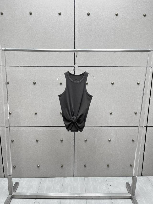 打结纽花背心！蚕丝亚麻混纺，染色洗水做旧效果 Sml