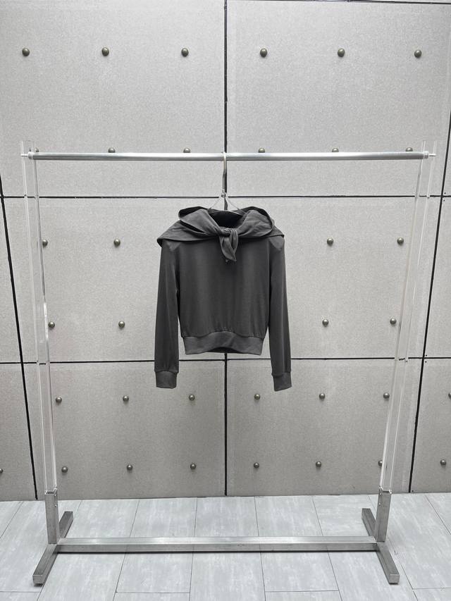 连帽垫肩卫衣！蚕丝亚麻混纺，染色洗水做旧效果 Sml