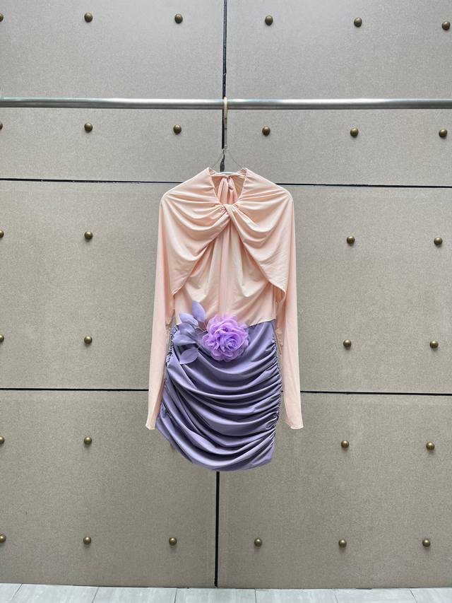 Magda 染色拼接连衣裙！面料定染 定制手工花 Sml