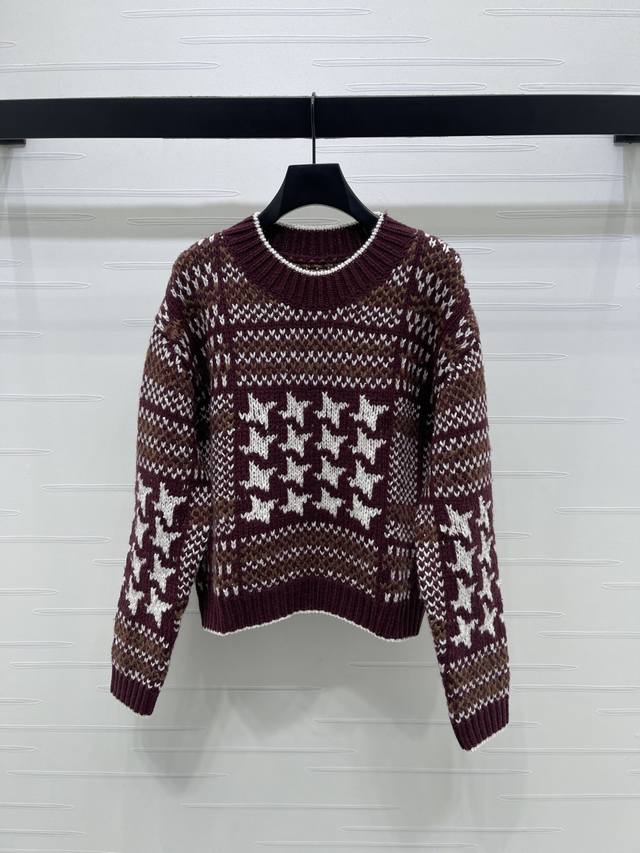 上新原单高端品质 Brunello Cucinell* 2025秋冬最新系列！官网同步 千鸟格钩花套头针织毛衣！ 定制羊毛混纺针织材质织造，质感上乘，舒适柔软，