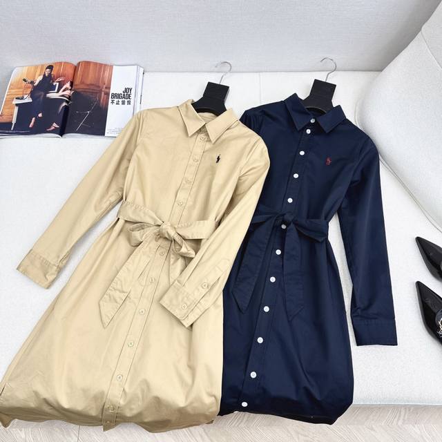 老钱感拉满 Rl 25Ss 秋冬最新款小马Logo刺绣长款衬衫裙高密度棉布面料 质感上乘 H版型宽松廓形剪裁 满满的入球氛围感 老钱时髦感 单穿叠穿都Ok 推荐