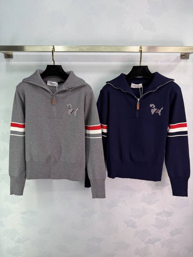 Tb*25秋冬新款毛衣 腊肠狗刺绣+撞色条纹，学院风满满2色3码Sml T226B.