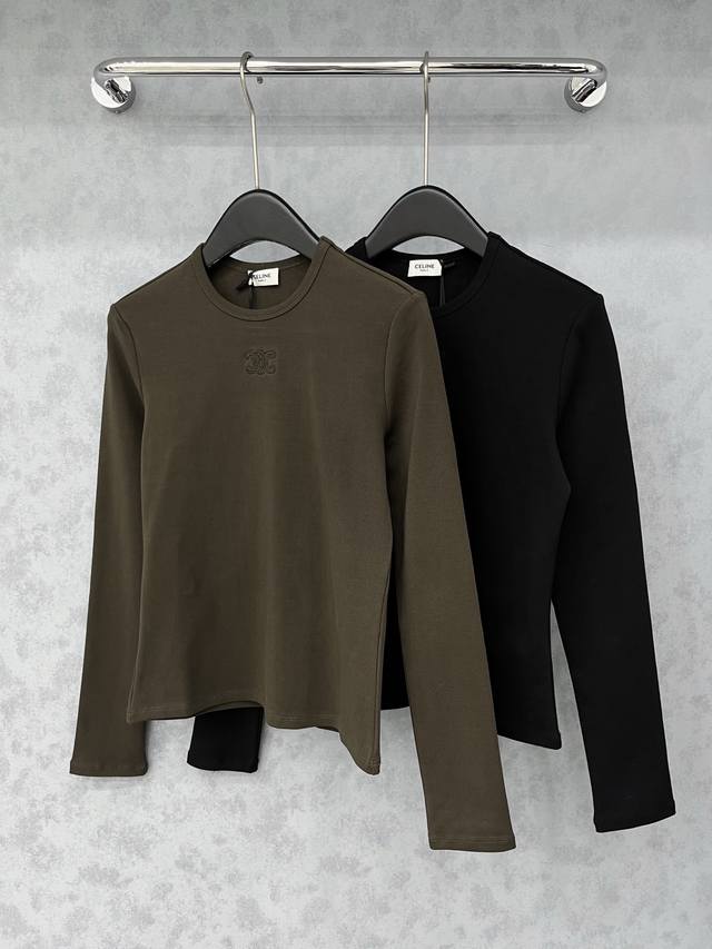 爆款现货 原单品质 Celin*｜精致刺绣长袖T恤 高订面料 亲肤透气舒适 标志性字母图案低调奢华 减龄少女时代！白富美必备神器！ 经典版型百搭不挑人 强烈推荐