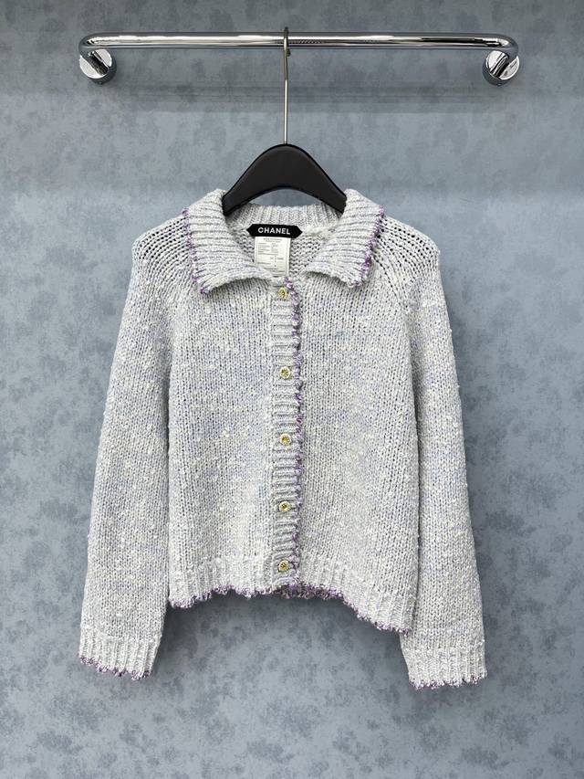 爆款现货 原单品质 Chan*｜25中古系列撞色钩花花边重工翻领混色羊毛毛衣外套 独家订制纱线 ，花朵纽扣，设计高级又时髦！1:1订制重工面辅料，增添时尚格调，