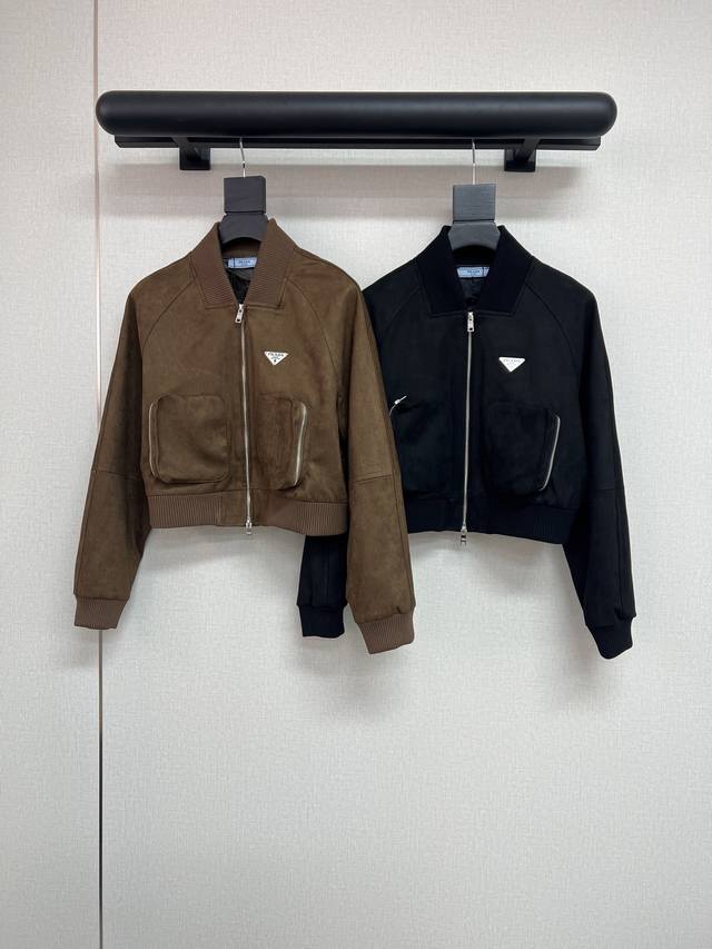 高品质pard*25年秋冬新款丝绒小夹克外套 双荷包口袋搭配 高级感十足 咖色黑色Sml.