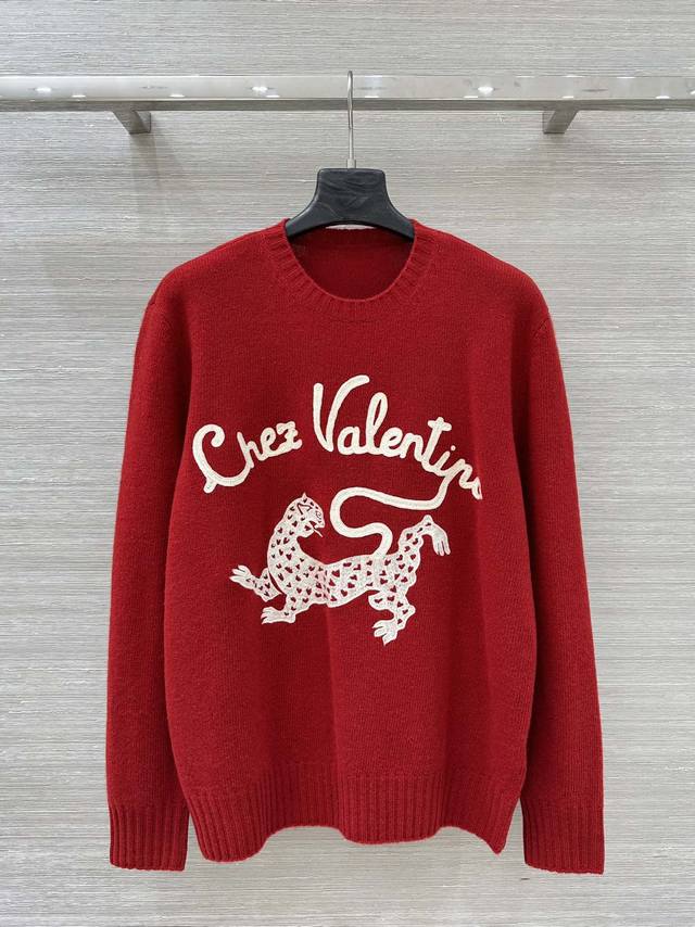 高端原单品质认准我家品质 Val*开运穿搭，圣诞限定新品！超有新年氛氛围的红色绣花毛衣！正肩肩设计可甜可盐气质少女！进口安哥拉羊毛纱线质量超赞！瑞士机定位立体盘