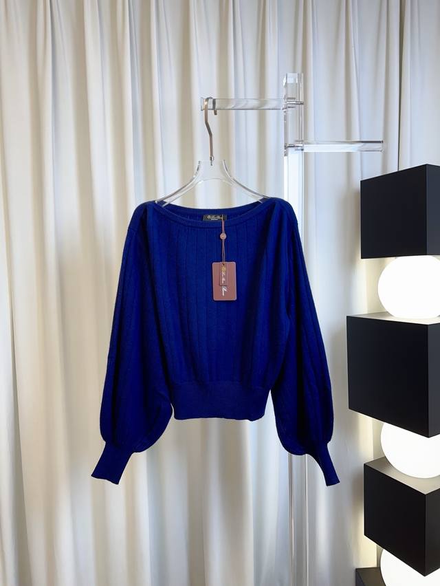 Lp*新款一字领灯笼袖羊绒上衣 定制定织羊绒面料 质感好 软糯亲肤 舒适 百搭气质 女神必备款 最高品质 欢迎对比 灰色 藏青色 Sml