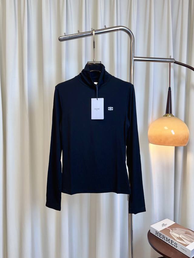 Ce*新款刺绣徽标Logo弹力棉尊领长袖T-Shirt 制定弹力棉面料 绵软舒适 拉伸力强 亲肤透气 采用刺绣徽标Logo点缀 精致减龄 最高品质 欢迎对比 白