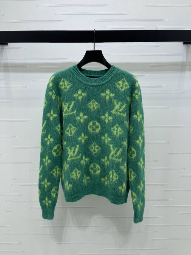 上新原单高端品质Louis Vui*Ton 2025秋冬最新系列！Monogram马海毛套头长袖毛衣，采用丰盈细磨马海毛混纺，柔软又保暖，秋冬穿超合适！荧光绿提