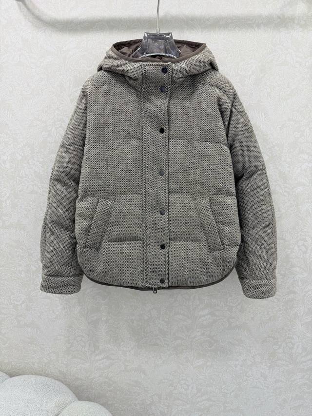 Brunello Cucinell* 25新款Bc家双面穿鹅绒羽绒服 羊毛面料白鹅绒的配置 Bc高奢老钱风穿搭！重工羊毛面包羽绒服！国标进口90%白鹅绒轻盈舒适