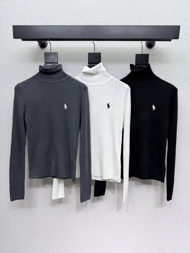 polo刺绣针织羊毛打底上衣 单穿或者搭配外套都是超级好看 亲肤舒适柔软 身上简约大气超显身材比例 高品质 三色 尺码Sml