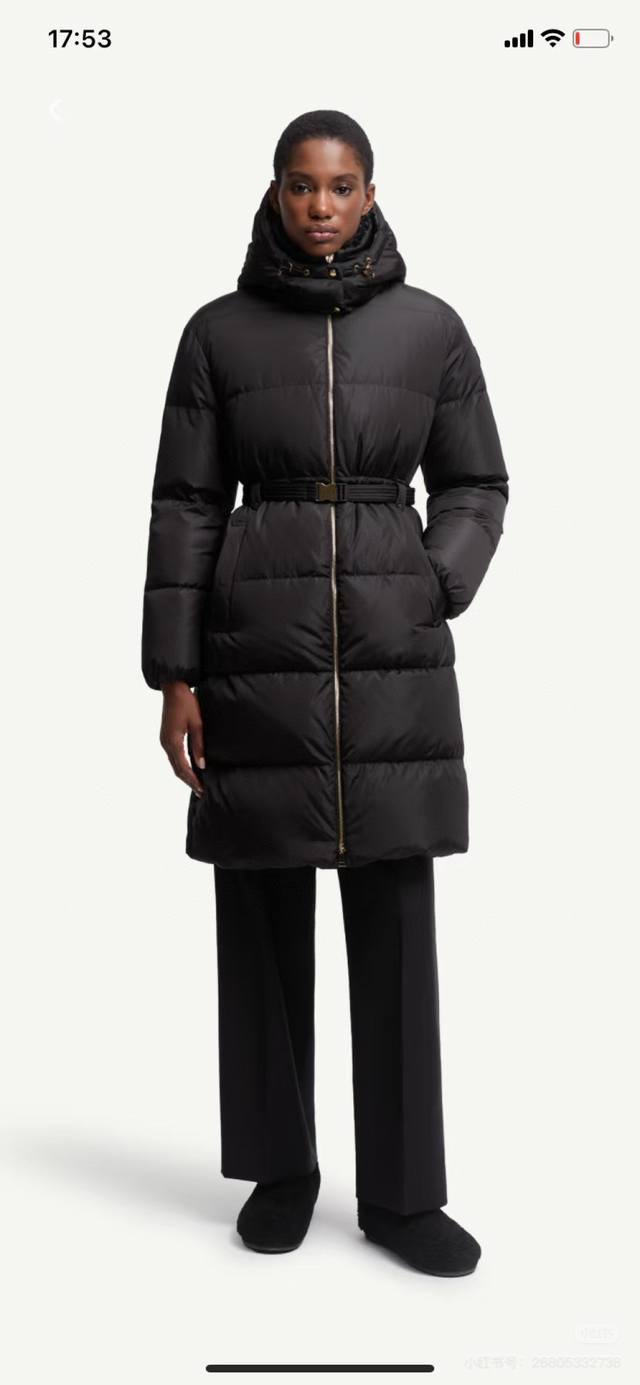 Moncel* 25秋冬新品。羔毛领面包长款羽绒服。90白鹅绒填充。腰带收腰设计 瞬间勾勒出腰线 码数：1.2.3 1码: 胸围100 衣长97