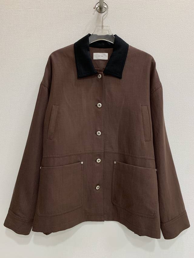 The Row 极简风 休闲帅气 100%亚麻撞色翻领夹克外套 码数：S M L 码 M码：胸围120 肩宽56 衣长70 袖长56