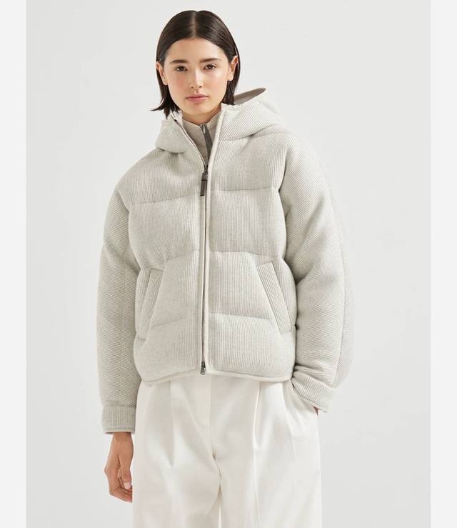 原单品质！Brunello Cucinell* 高级优雅 软糯舒舒 100%羊绒针织90鹅绒面包羽绒服 码数：S M L 码 M码:胸围104 衣长60