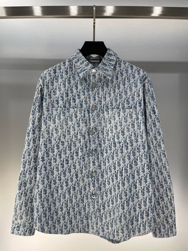 现货充足放心推 Dio24Ss春夏新款 老花字母色织满幅Logo提花衬衫 定织面料 版型宽松百搭 休闲时尚潮流 Smlxl