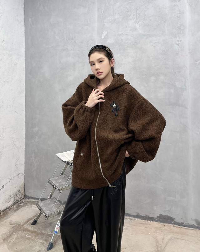 克罗心 ｜ 新款休闲外套，进口羊圈羊毛面料加品牌定制提花里布，手工车十字标，男女同款，尺码Sml