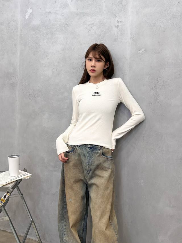 巴黎 ｜ 新款长袖打底，经典刺绣标，保暖棉面料，休闲时尚，尺码Sml