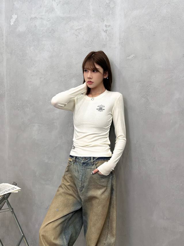 克罗心 ｜ 新款长袖打底，成衣洗水加多处印花工艺，莱赛尔羊毛面料亲肤感超强，尺码Sml