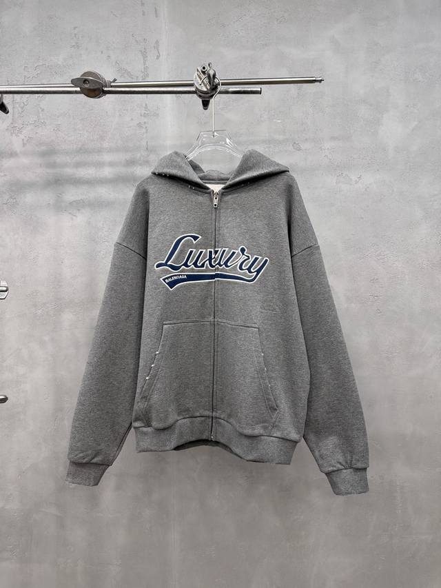 巴黎 ｜ 新款开衫卫衣，成衣洗水炒色吊磨工艺加平绣贴布绣刺绣，男女同款，尺码Sml