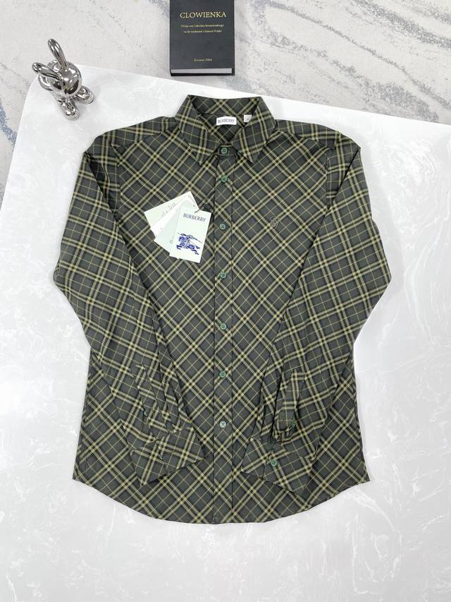 高版本 Burberry-巴宝莉-25Ss格纹翻领徽标长袖衬衫 Size:Xs-L